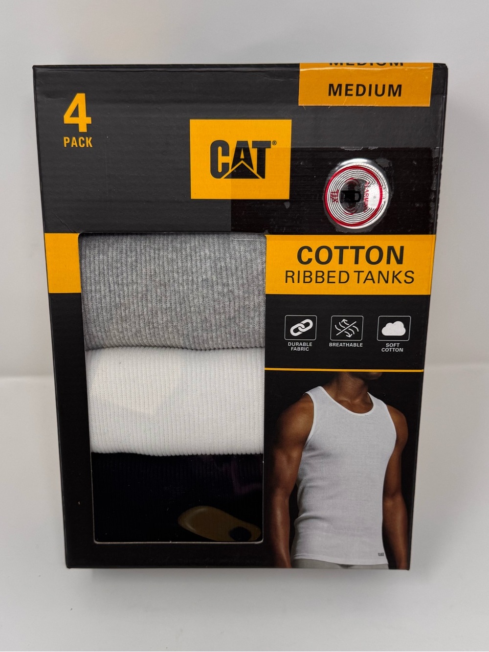 NWT Cat Caterpillar 4-Pack Cotton Ribbed Tanks mixed color Medium undershirt